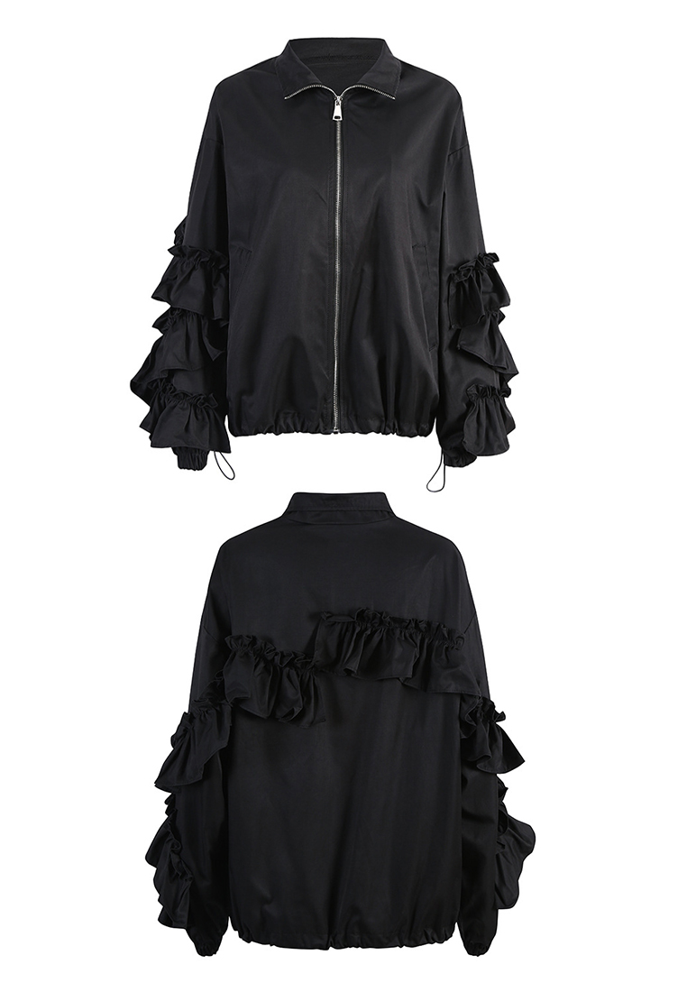 2024 New Design Women's Jacket Fungus Puff Sleeve Warm Jacket A1218140BK