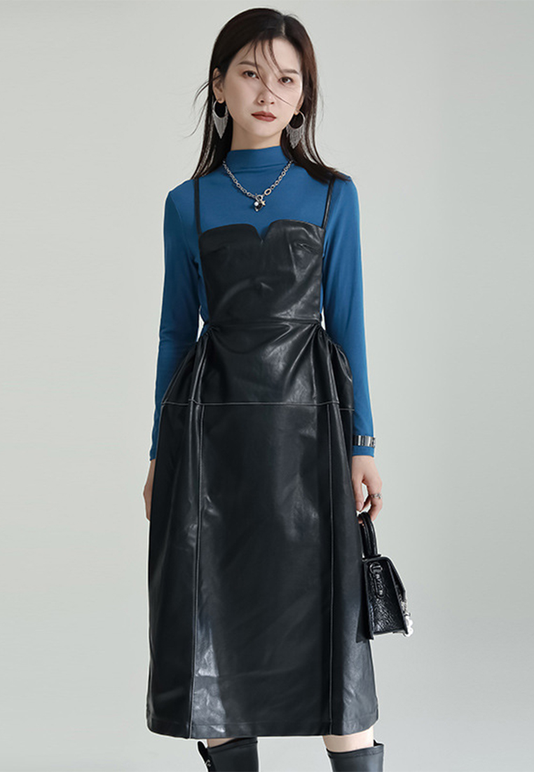 2024 new solid color elegant suspender dress A1218141BE