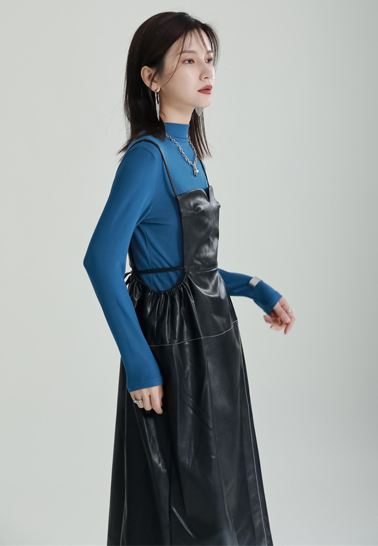 2024 new solid color elegant suspender dress A1218141BE