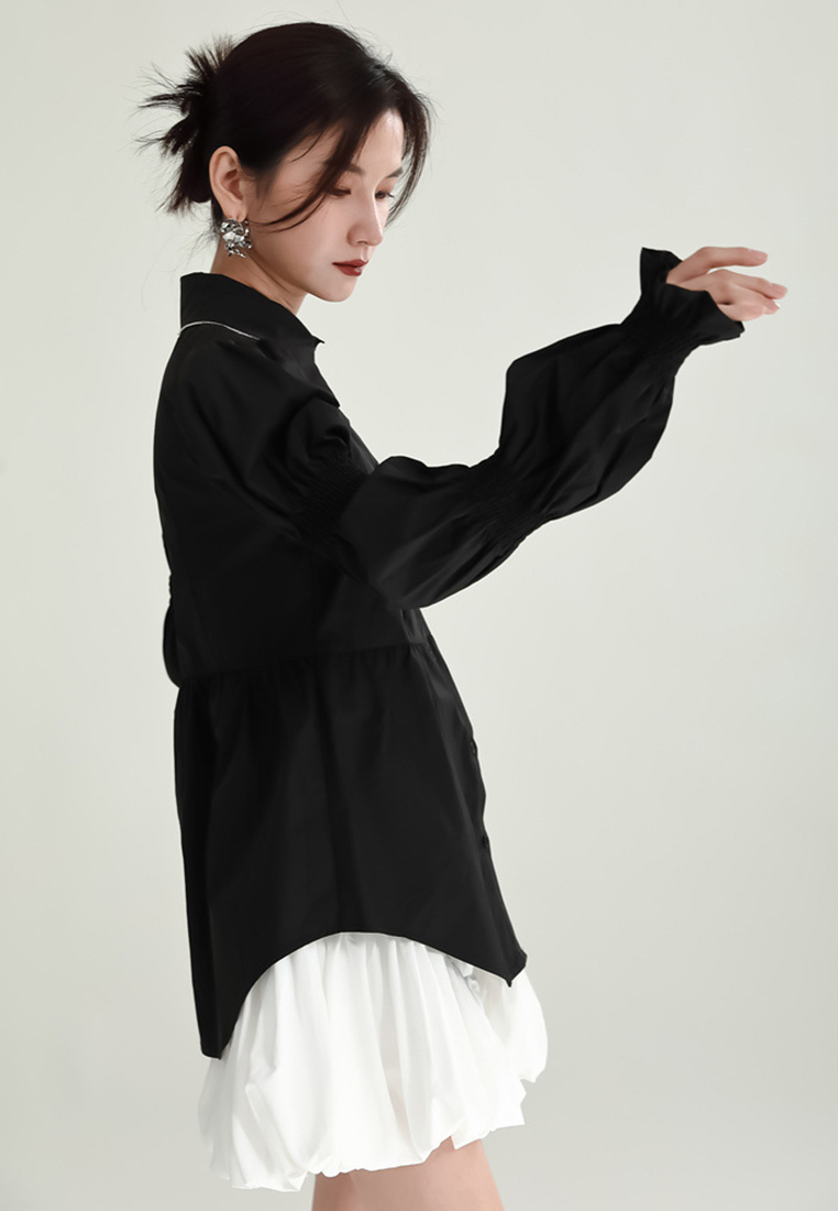 2024 New Design Puff Sleeve Petal Sleeve Shirt Long Sleeve Women A1218142BK