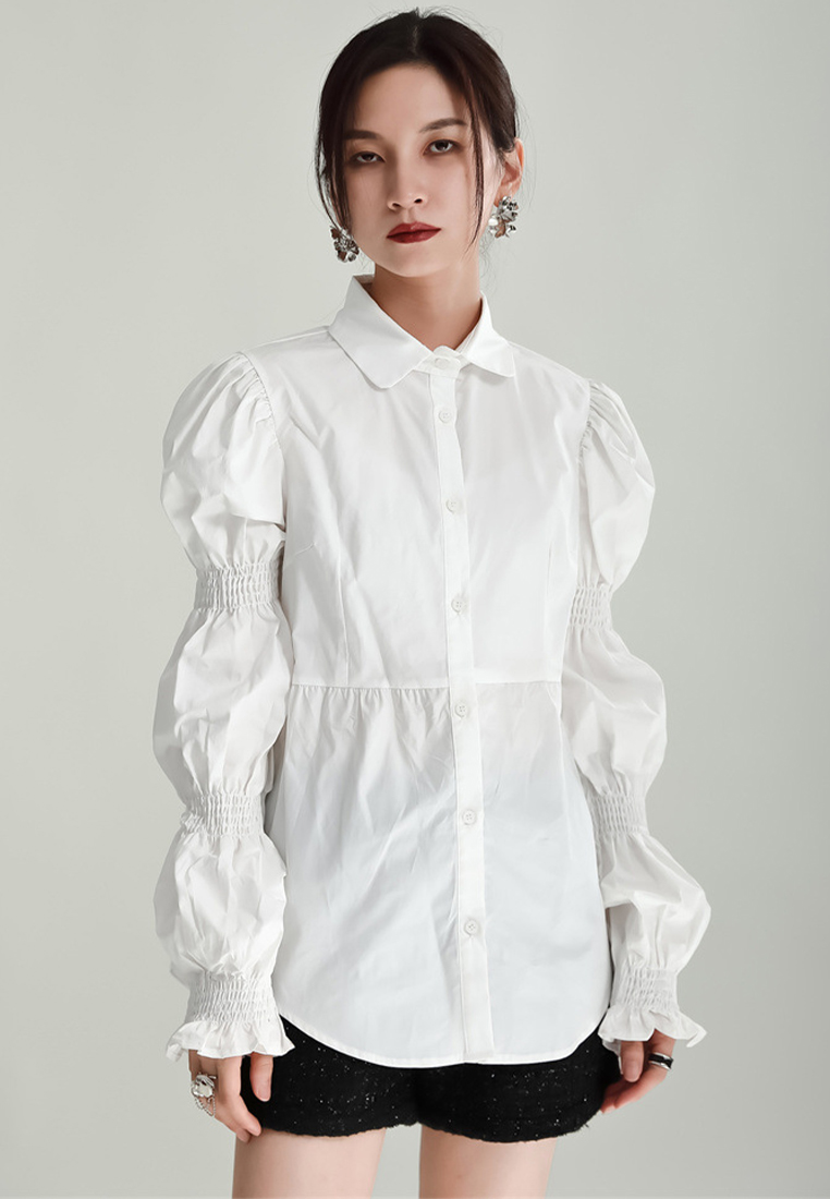 2024 New Design Puff Sleeve Petal Sleeve Shirt Long Sleeve Women A1218142BK