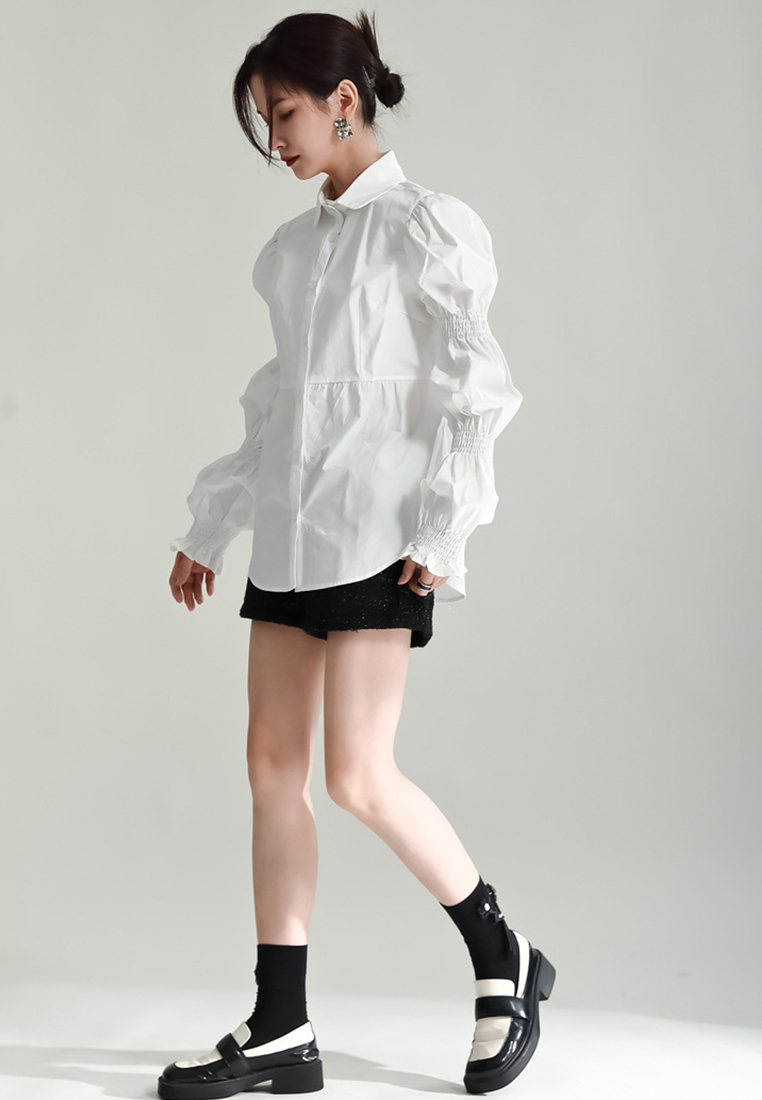 2024 New Design Puff Sleeve Petal Sleeve Shirt Long Sleeve Women A1218142BK