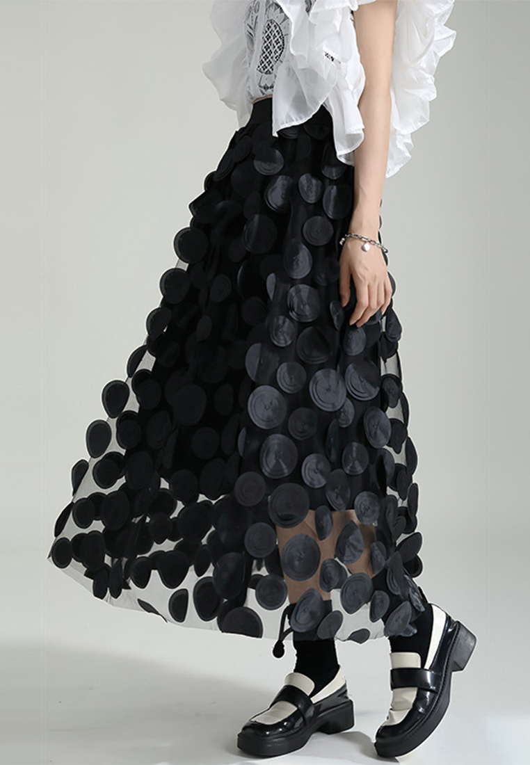 2024 French style full skirt black high waist skirt A1218143BK