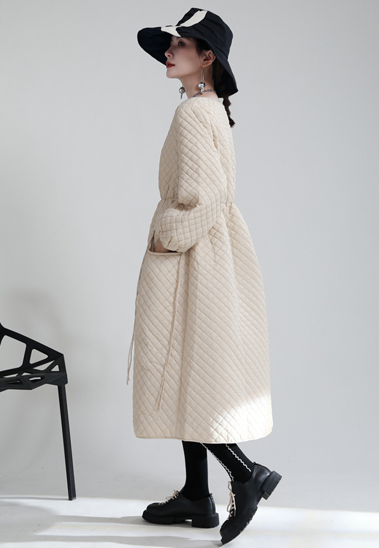 Cotton dress mid-length simple round neck skirt A1218158BE