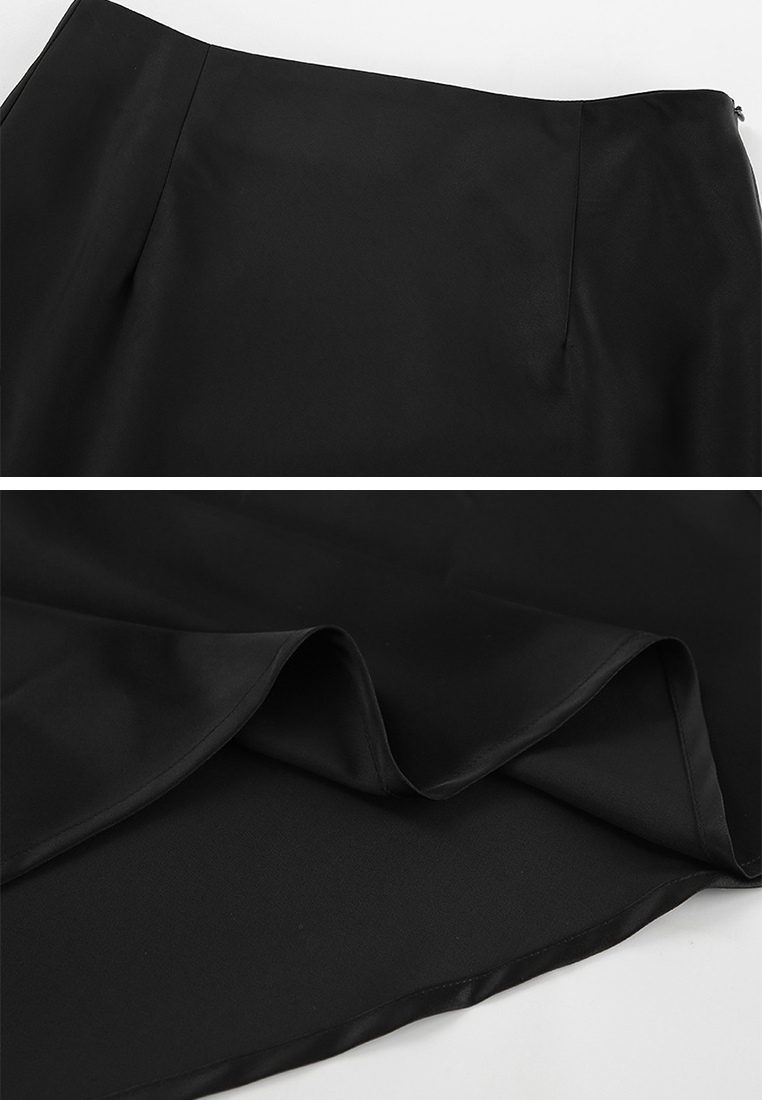 Black skirt French satin drape fishtail skirt A121816