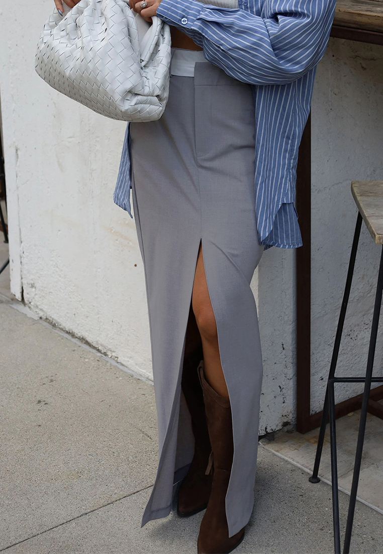 French stitching design high waist straight skirt A121817