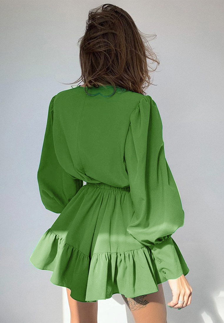 Lantern sleeve temperament commuting French retro dress A121819PI