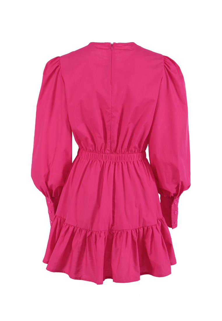 Lantern sleeve temperament commuting French retro dress A121819PI