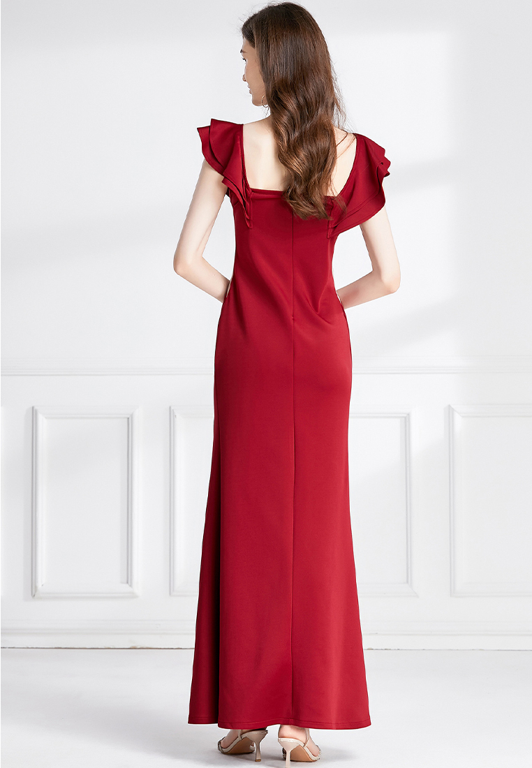 Newly designed one-shoulder lady's banquet dress A121860