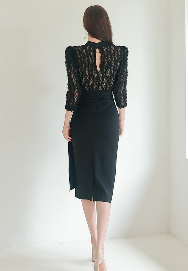 2024 new design Korean style slim fit lace hip skirt mid-length style A121867BK