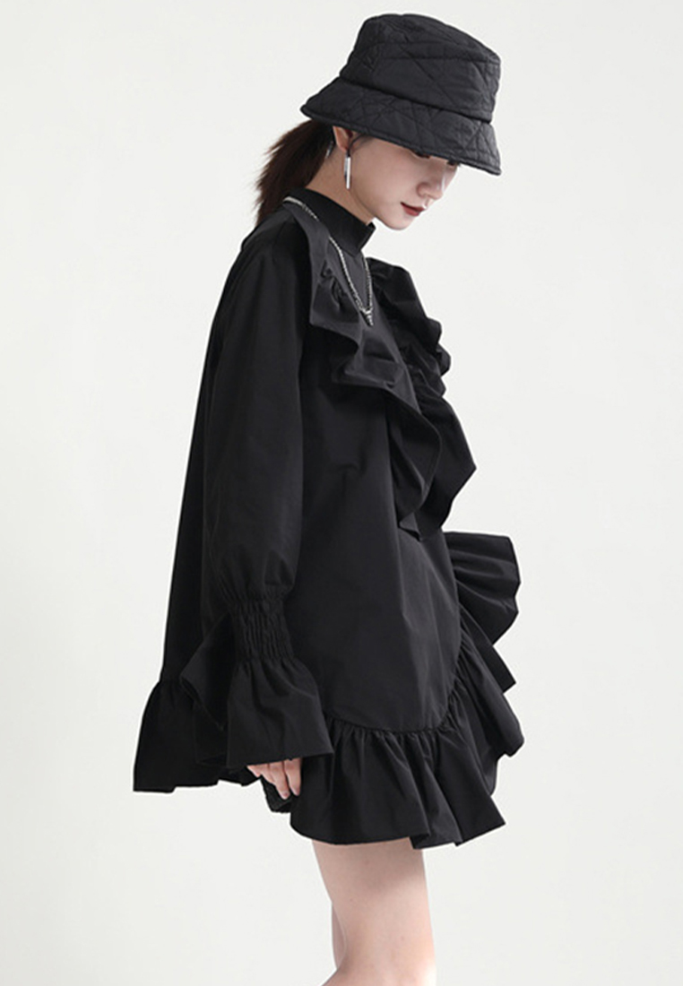 New fashionable simple irregular fungus dress A121886BK