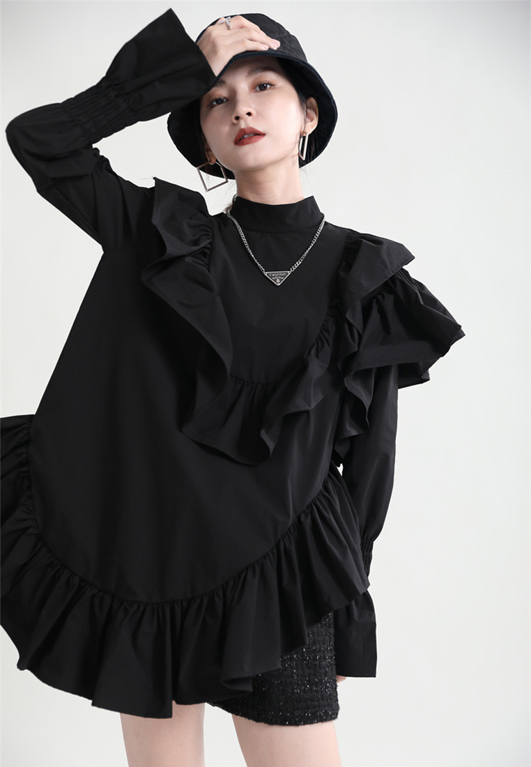 New fashionable simple irregular fungus dress A121886BK