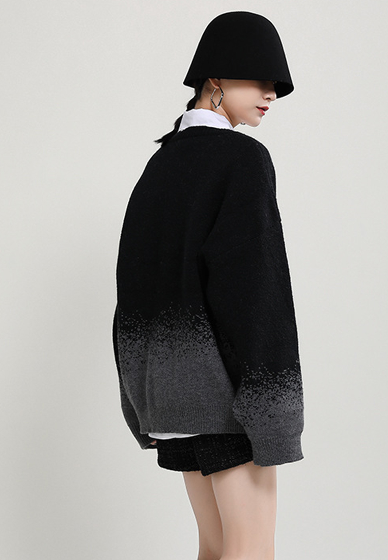 Gradient sweater autumn and winter lazy style knitted top A121888BK