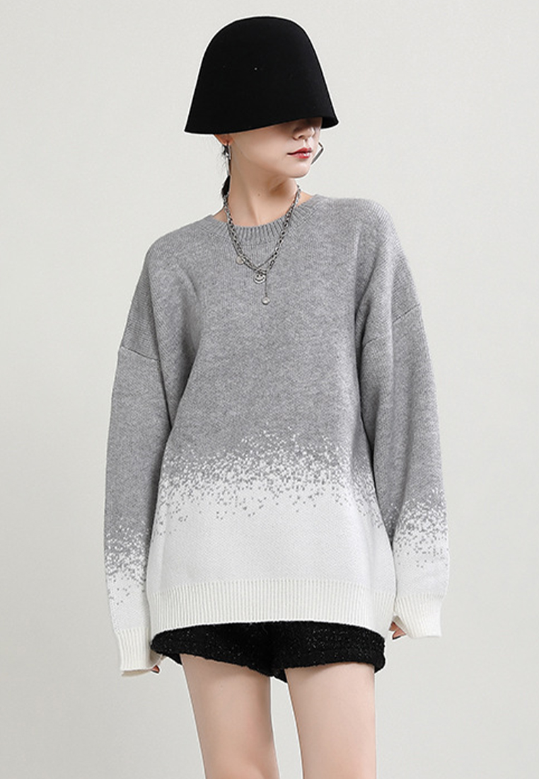 Gradient sweater autumn and winter lazy style knitted top A121888BK