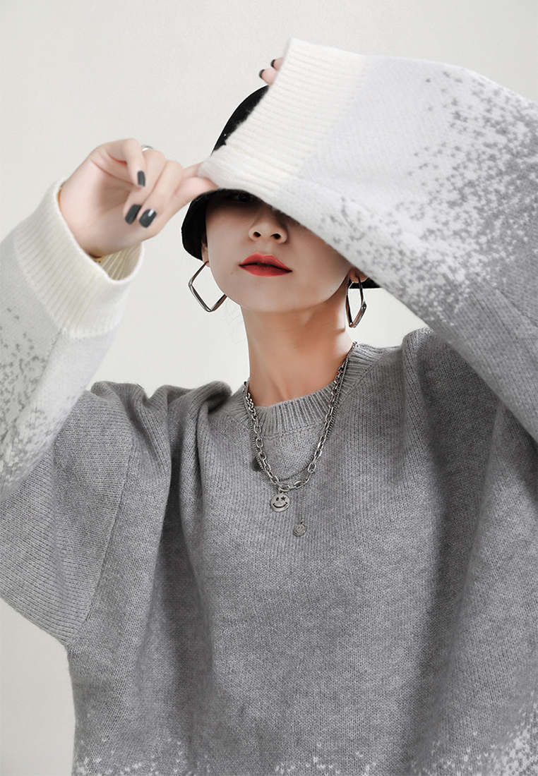 Gradient sweater autumn and winter lazy style knitted top A121888BK