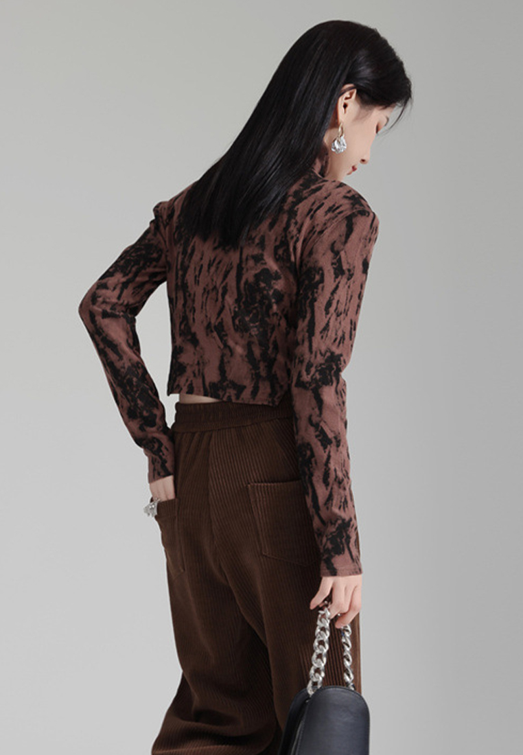 Fashionable tie dye warm turtleneck knitted bottoming shirt top A121890GY