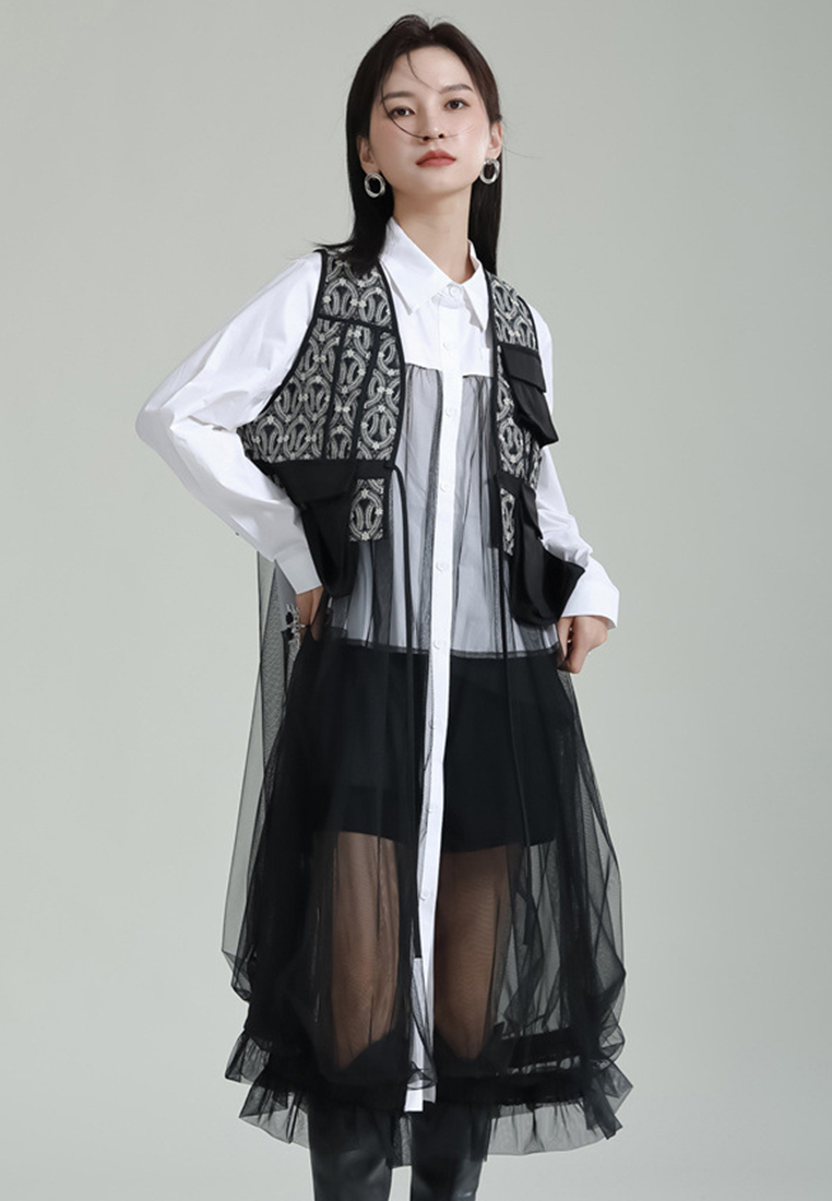 Fashion new elegant black high end vest jacket A121899BK