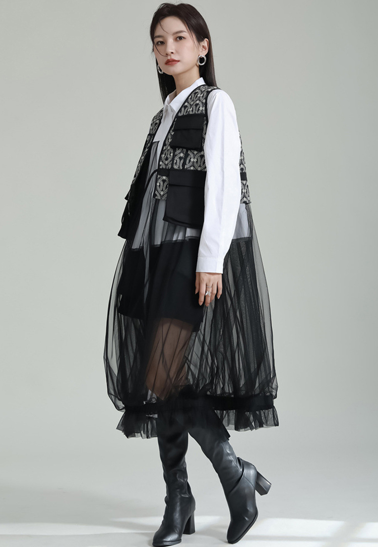 Fashion new elegant black high end vest jacket A121899BK