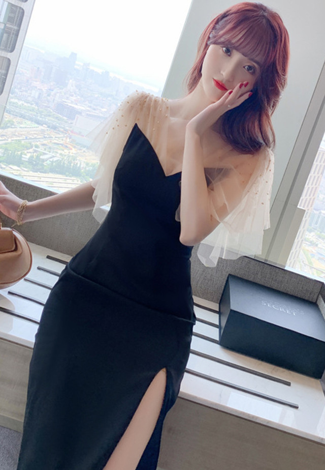 Sexy Lace Diamond Stitching V-Neck One Piece Dress A21022261