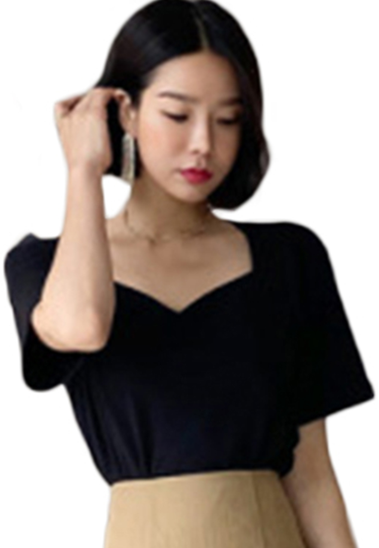 --Fashion V-Neck Slim T-Shirt Tops A21051322-f