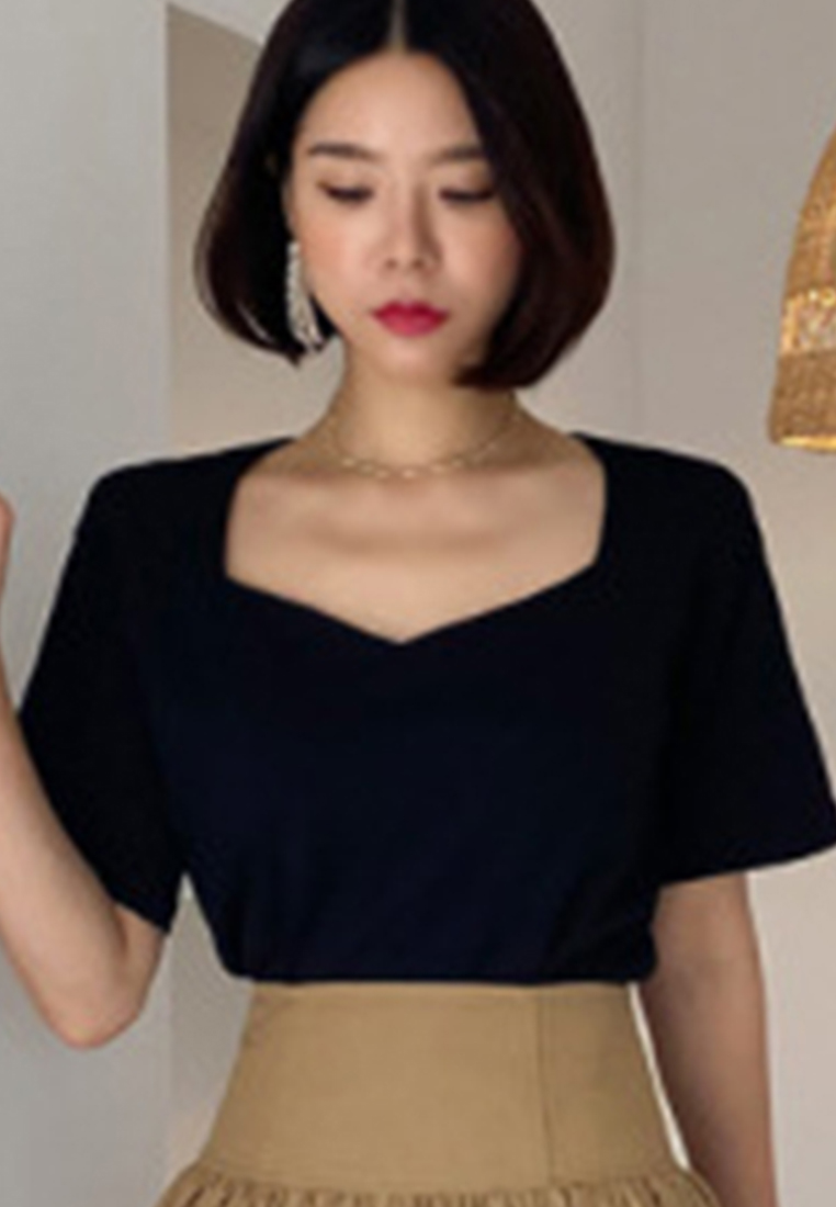 --Fashion V-Neck Slim T-Shirt Tops A21051322-f