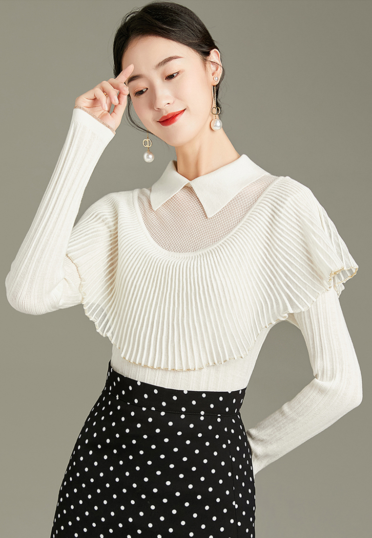 Spring And Autumn Wool Polo Neck Knitwear Top A21092822W