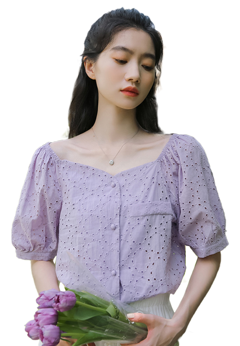 --Weet Girly Off-The-Shoulder Puff Sleeve Top A22022503PU