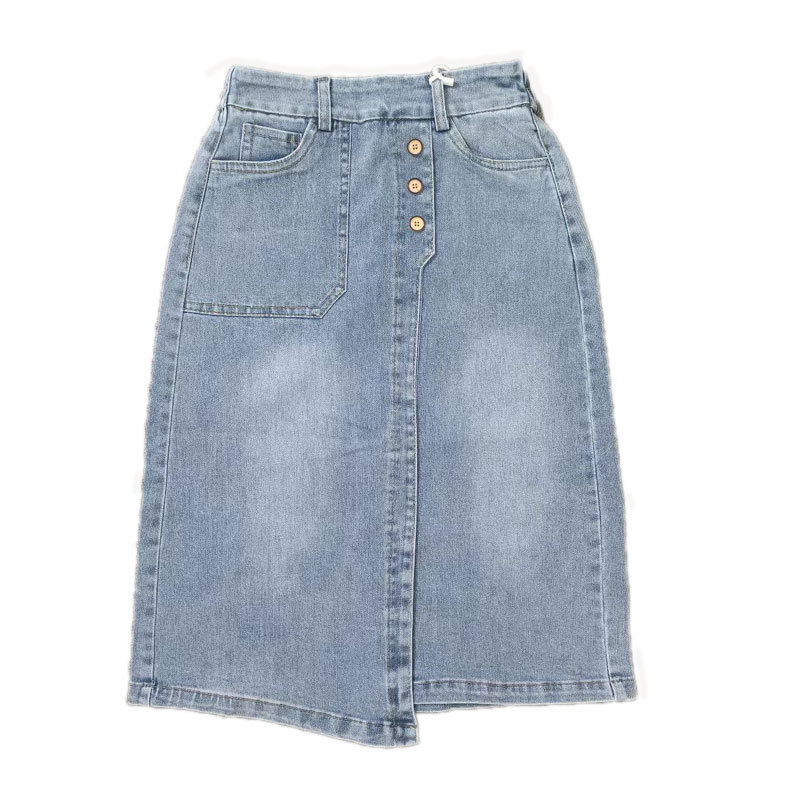 --Casual High Waist Split Denim Skirt A22062404-S