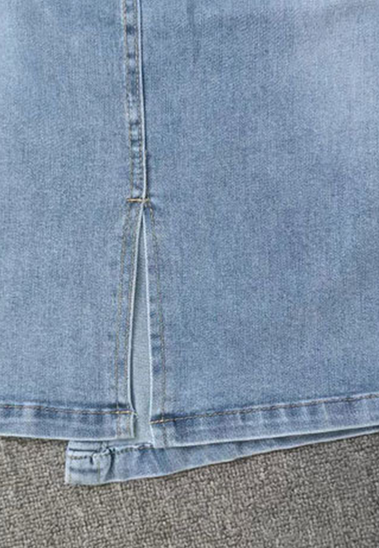 --Casual High Waist Split Denim Skirt A22062404-S