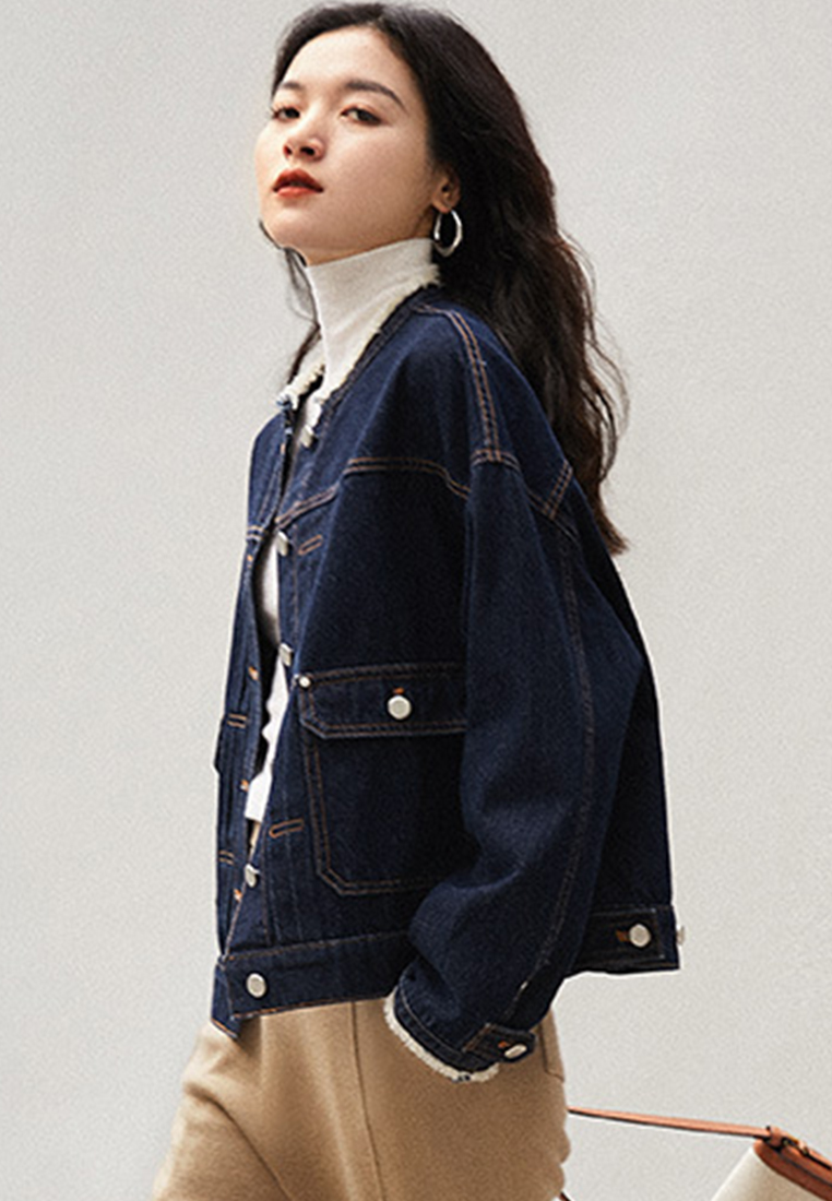 Retro Simple Loose Denim Short Women's Coat A22100601