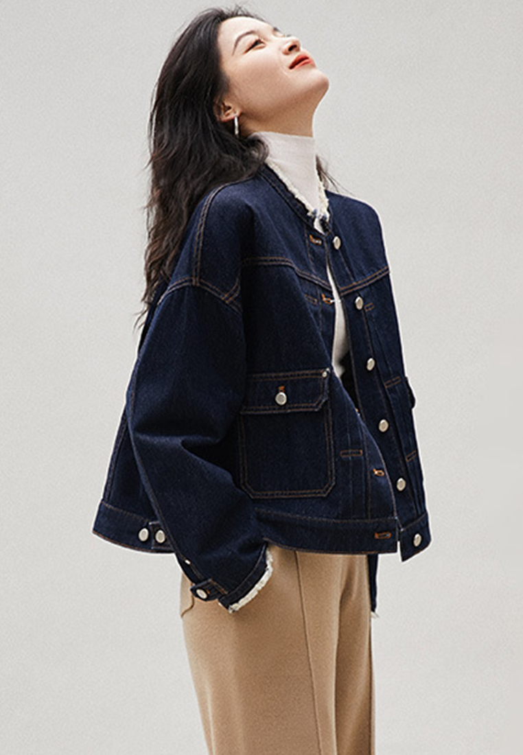 Retro Simple Loose Denim Short Women's Coat A22100601