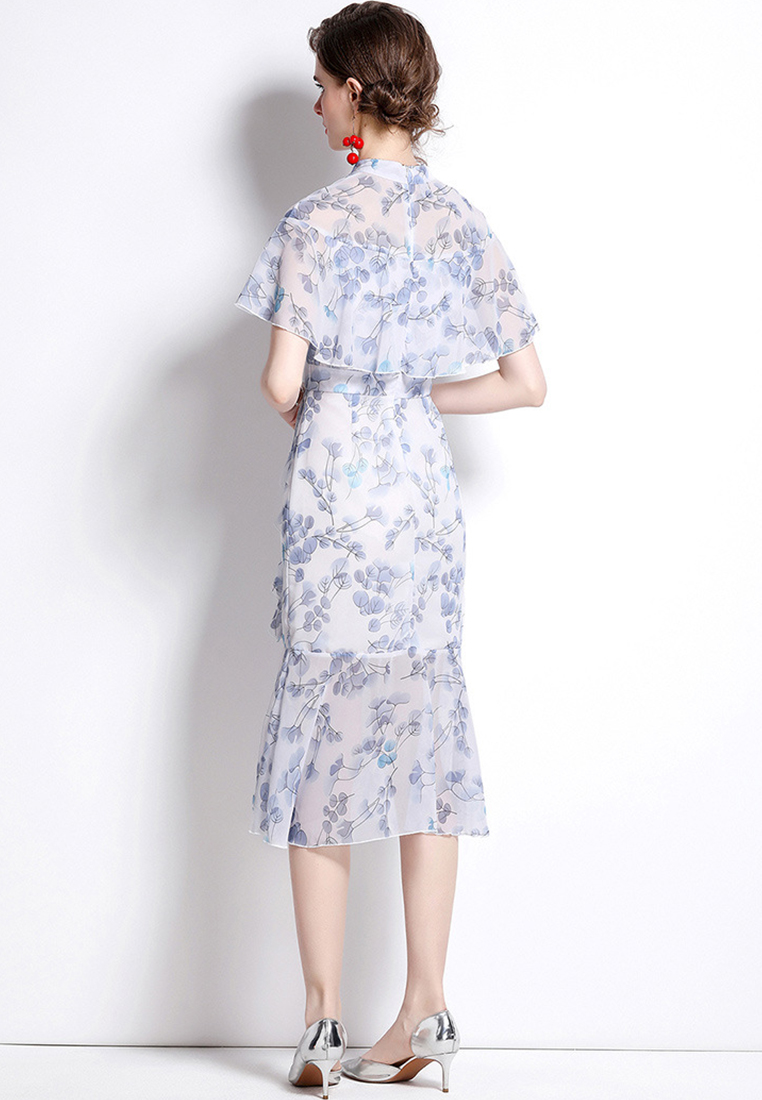 Chinese Cheongsam Style Exquisite Flower Lotus Collar One-piece Dress A22102506