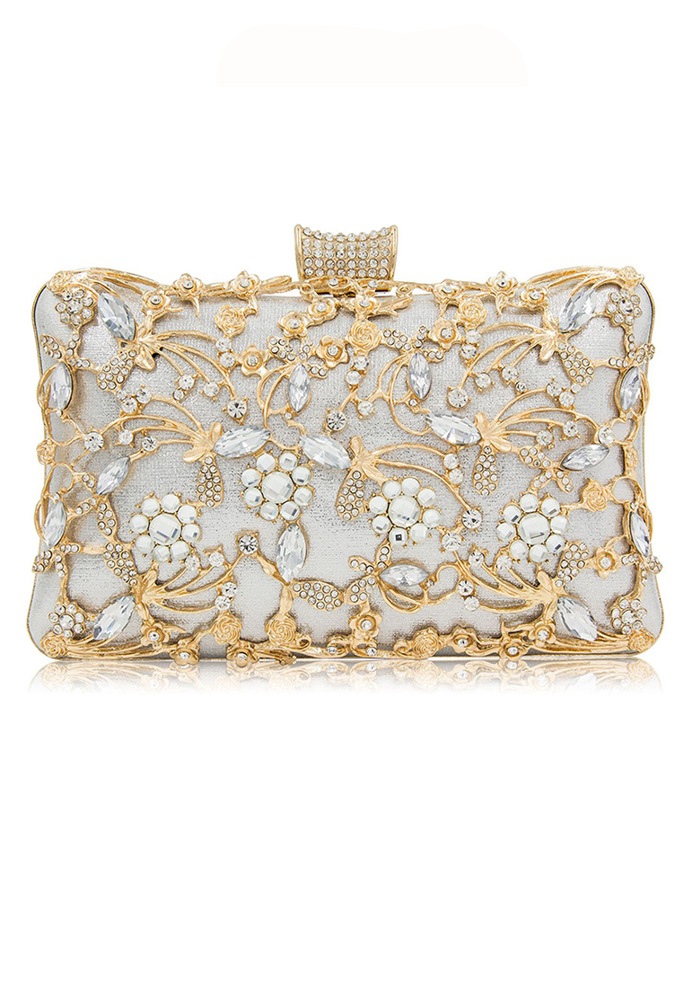 Banquet Party Hollow Out Rhinestone Square Women's Handbag A22111405BK