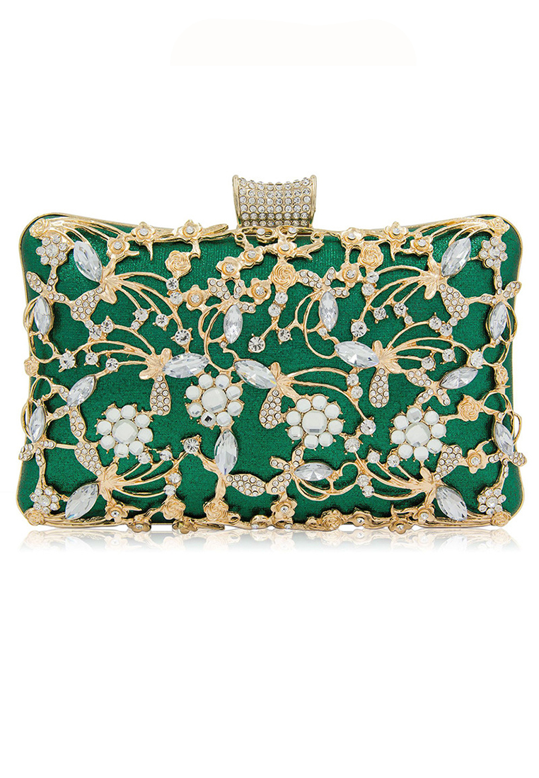 Banquet Party Hollow Out Rhinestone Square Women's Handbag A22111405BK