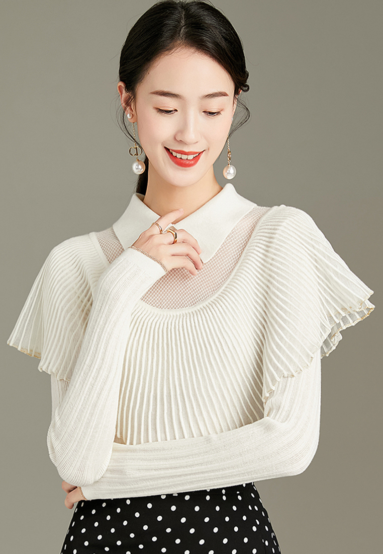 Spring And Autumn Wool Polo Neck Knitwear Top A21092822W