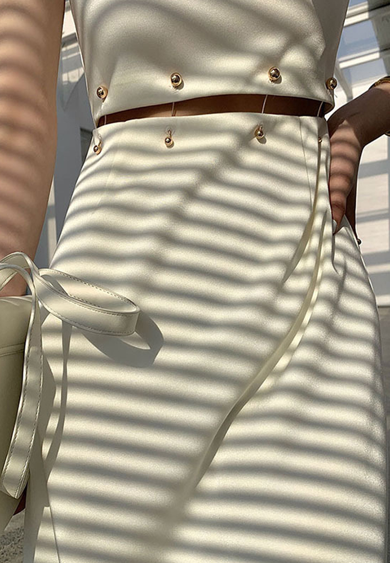 Sexy Sleeveless Detachable Beaded Open Waist One-Piece Dress A23021516