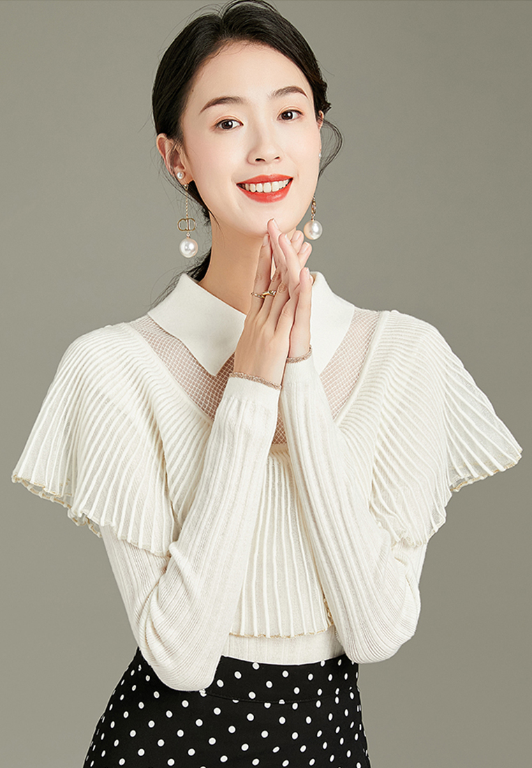 Spring And Autumn Wool Polo Neck Knitwear Top A21092822W