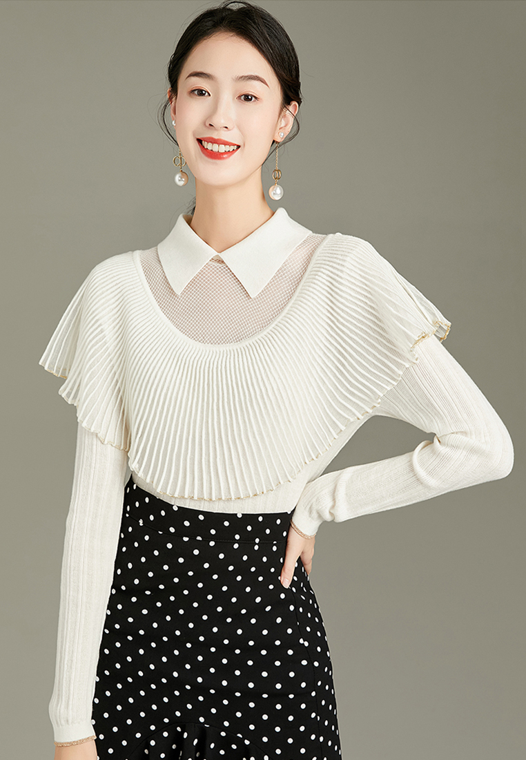 Spring And Autumn Wool Polo Neck Knitwear Top A21092822W