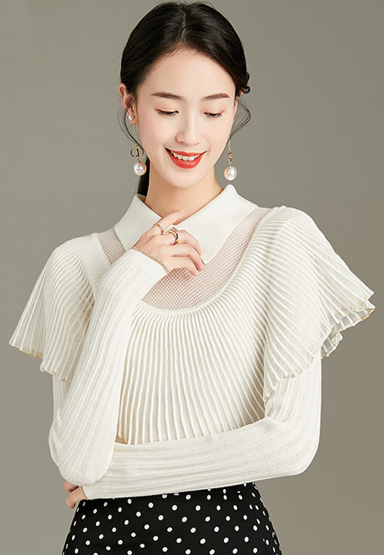 Spring And Autumn Wool Polo Neck Knitwear Top A21092822W