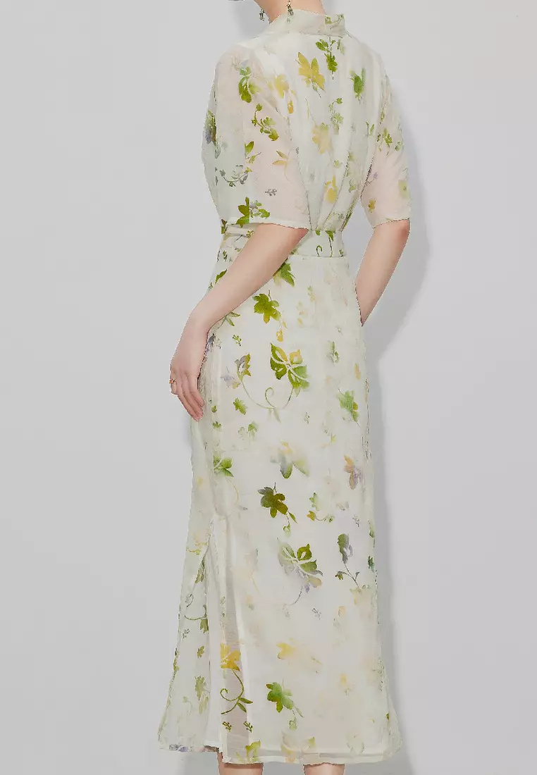 Boutique new retro leaf pattern suit dress K061704