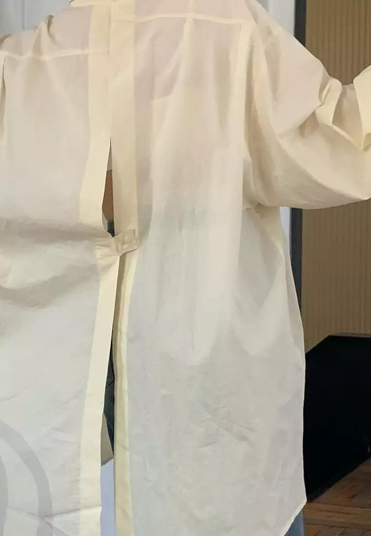  Brand new elegant back hollow long sleeve shirt top K092505-BE