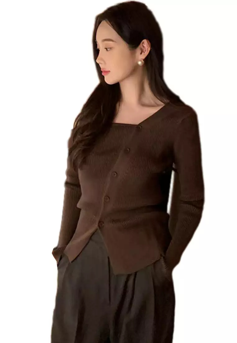 Brand new irregular off-shoulder knitted top K092705-BK