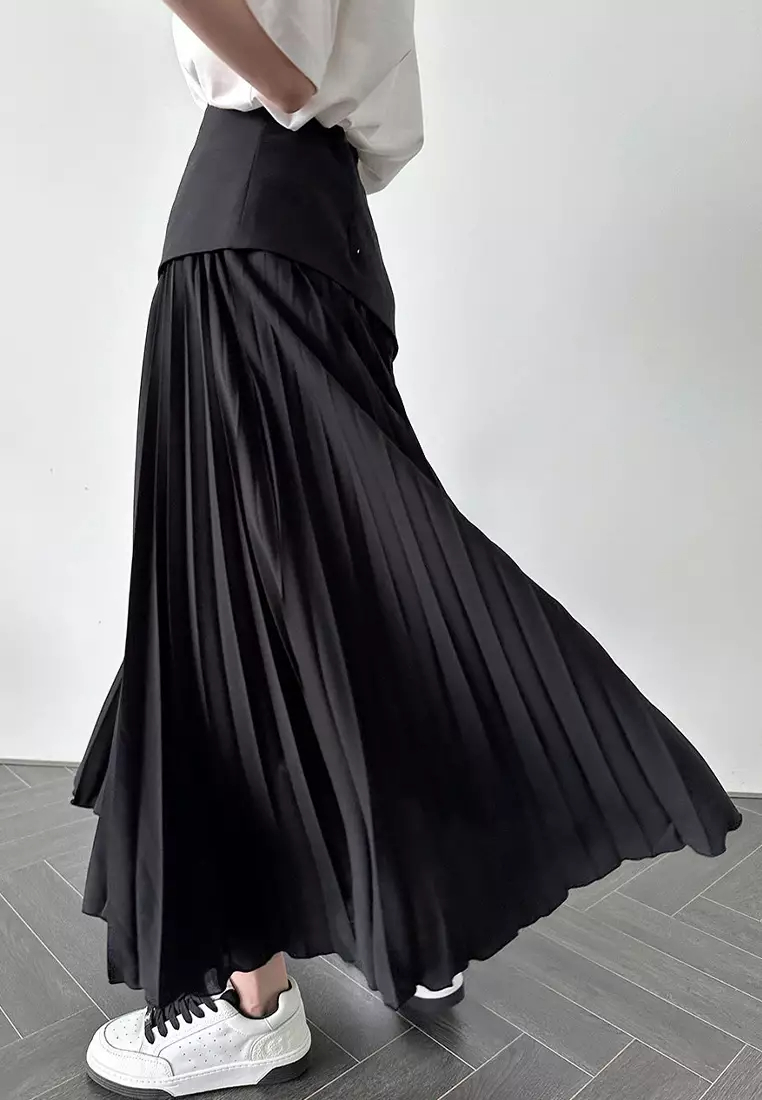 New pleated patchwork skirt K092701BK