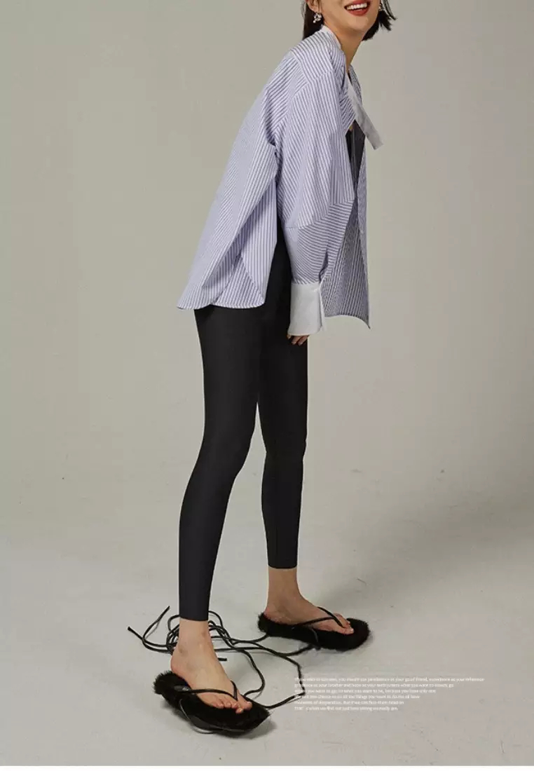 New refreshing and simple straight air pattern long-sleeved shirt top K092506