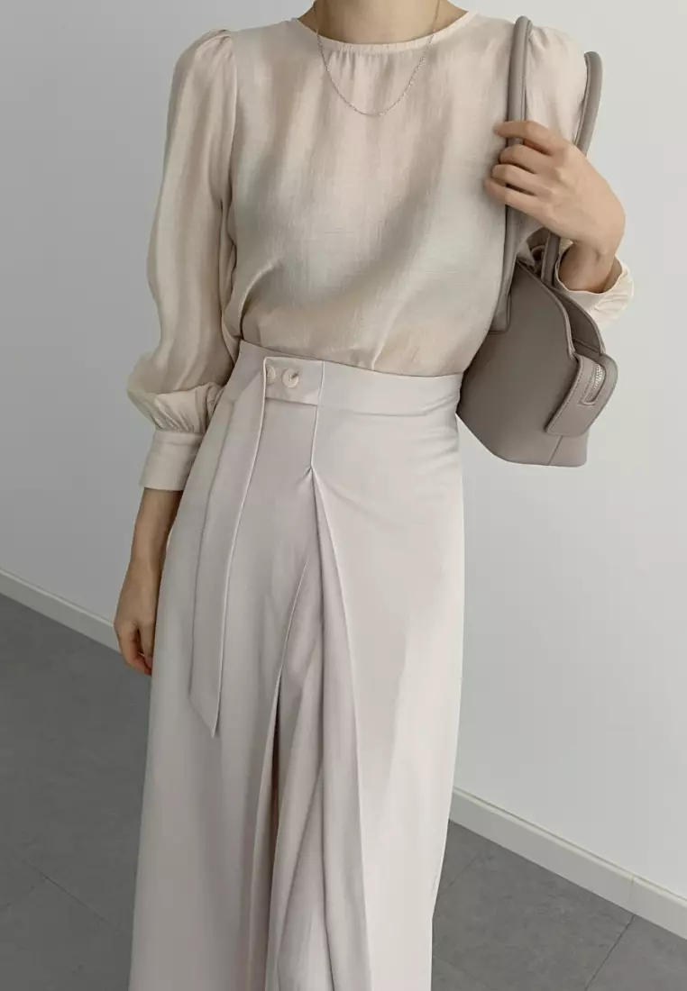 New slit pleated strappy skirt K092707BE