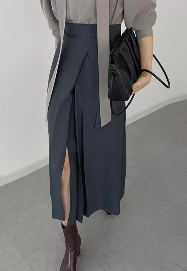 New slit pleated strappy skirt K092707BE
