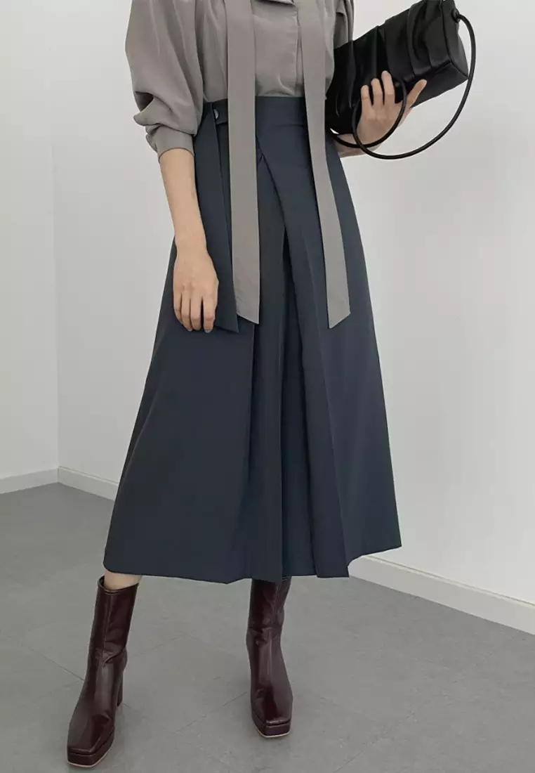 New slit pleated strappy skirt K092707BE