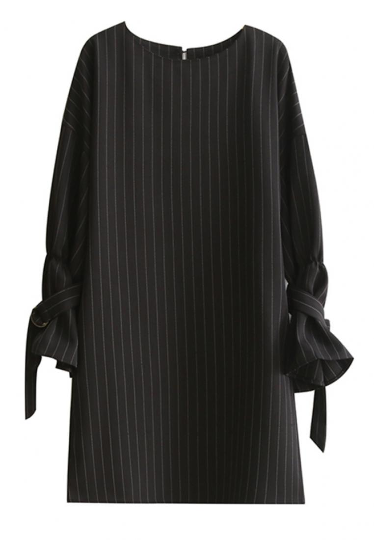 --Black Stripe Pattern Stylish One-piece Dresses C020616