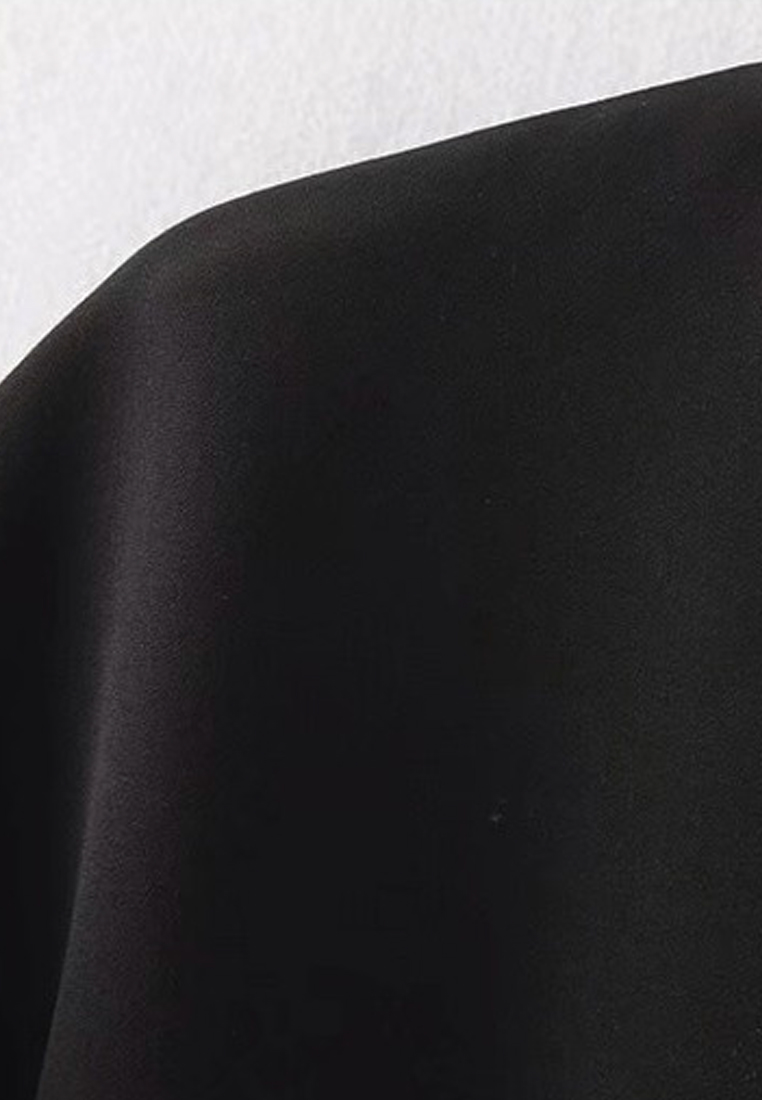 Spring-Summer Black Mid-Sleeves DressC060516