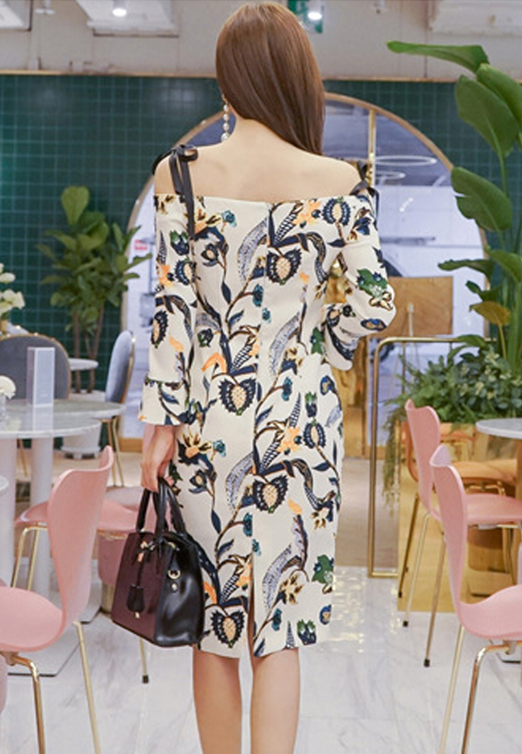 --Floral Off Shoulder One Piece Dress CA011725MT0